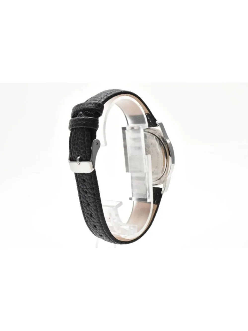 Gucci Quartz Watch Silver Dial Roman Numeral Date Display Stainless Steel Black